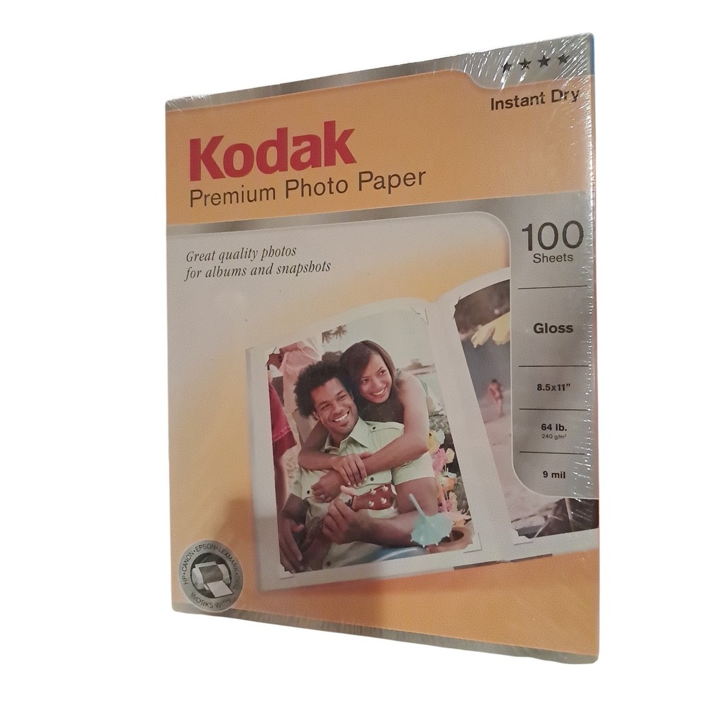 Kodak Premium Photo Paper Gloss 100 sheet count 64 lb‎ 9 mil 8x5 x 11